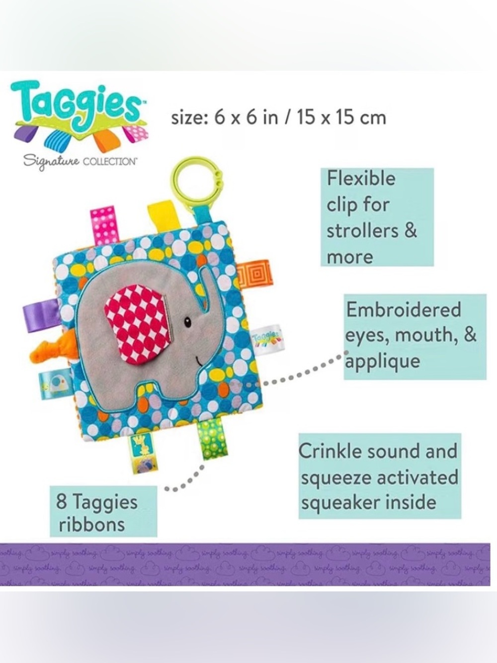 Elephant Sensory Crinkle Toy - Picture 3 of 6
